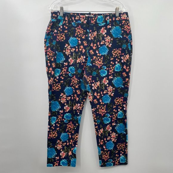 MERONA STRETCH FLORAL PRINT PANTS WOMENS 14 - Picture 1 of 7
